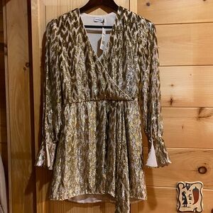 Gold surplus top mini dress.